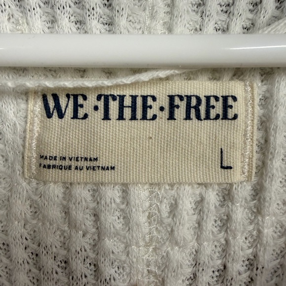 We The Free Ivory White Waffle Knit Oversized Textured Knit Top - Picture 3 of 10